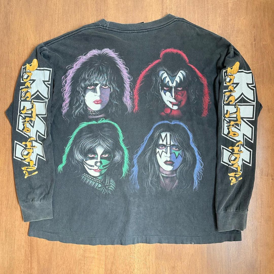KISS Heavy Metal Rock Band High School Student Trendy Versatile Layered Loose Creative Personality Trendy Long Sleeve T-Shirt