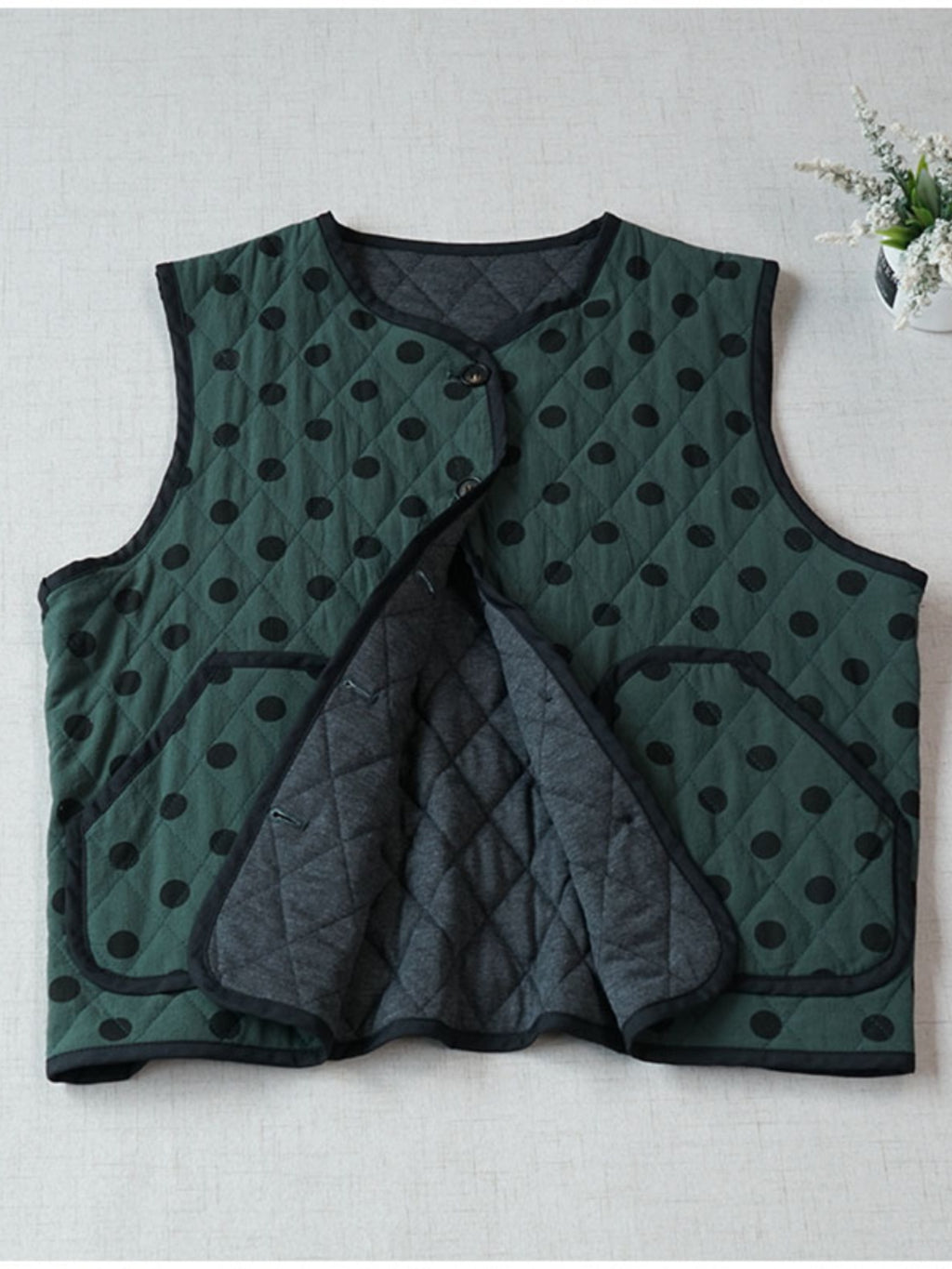 Quilted Cotton Padded Vest — Retro Single-Breasted Sleeveless Outerwear for Autumn/Winter