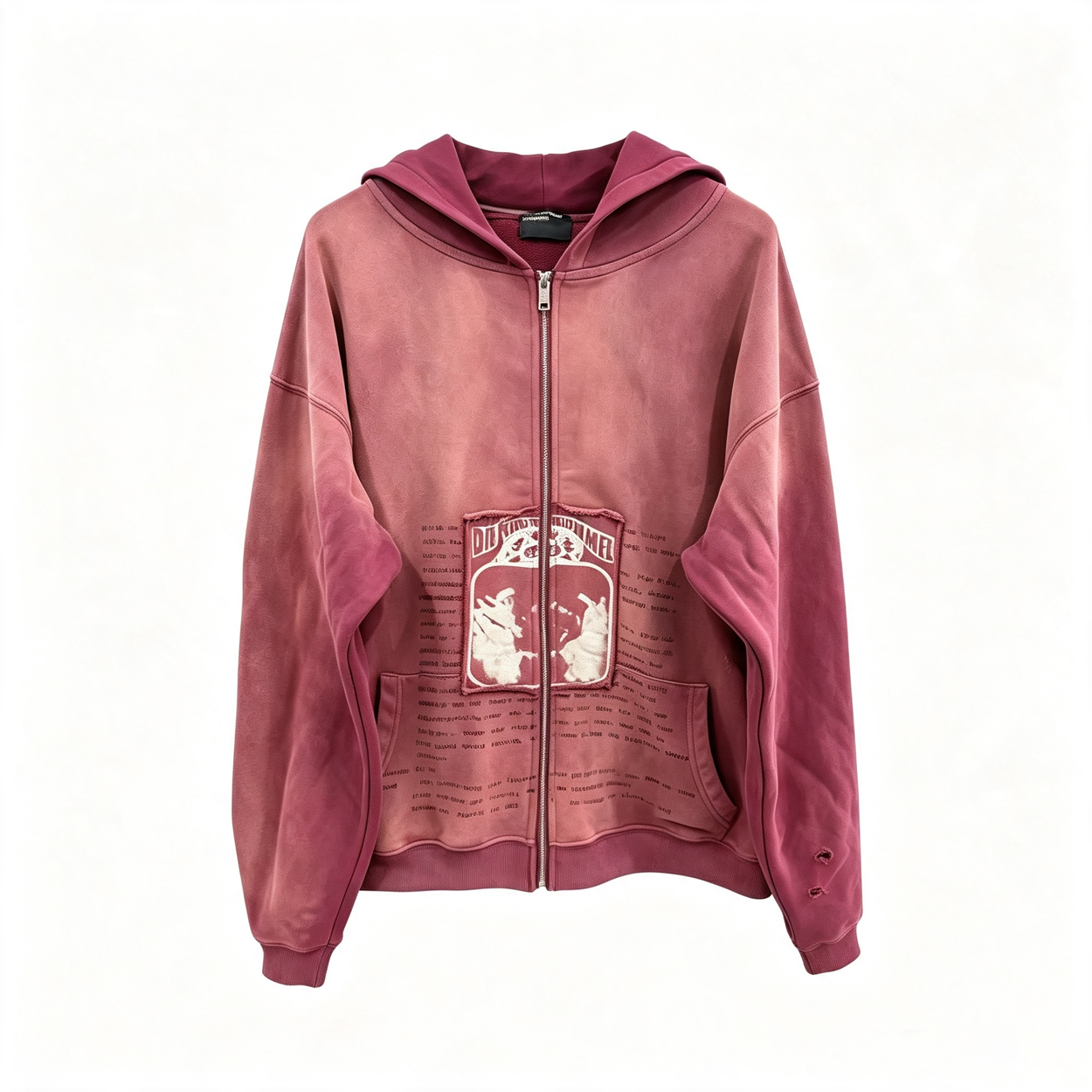 Washed Distressed Zip-Up Hoodie – Men's Oversized Casual Sweatshirt Jacket