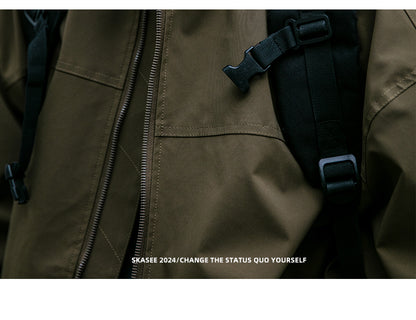 Men's American Style Waterproof Coach Jacket - Trendy Stand Collar Outdoor Windbreaker