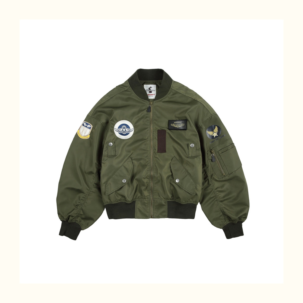 American-Retro Embroidered Badge Flight Jacket – Baseball Collar Short Coat (Unisex)