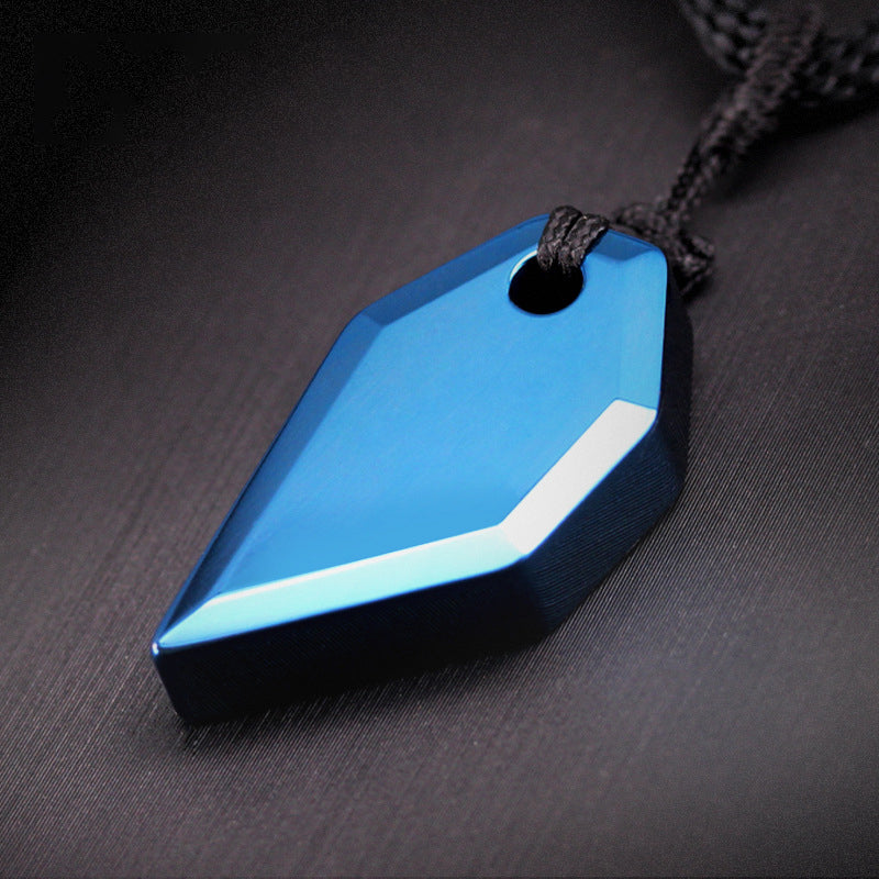 Klein Blue Men's Necklace Light Luxury Niche High-end Sense Cool Sweater Chain Trend Lucky Pendant Tungsten Pendant