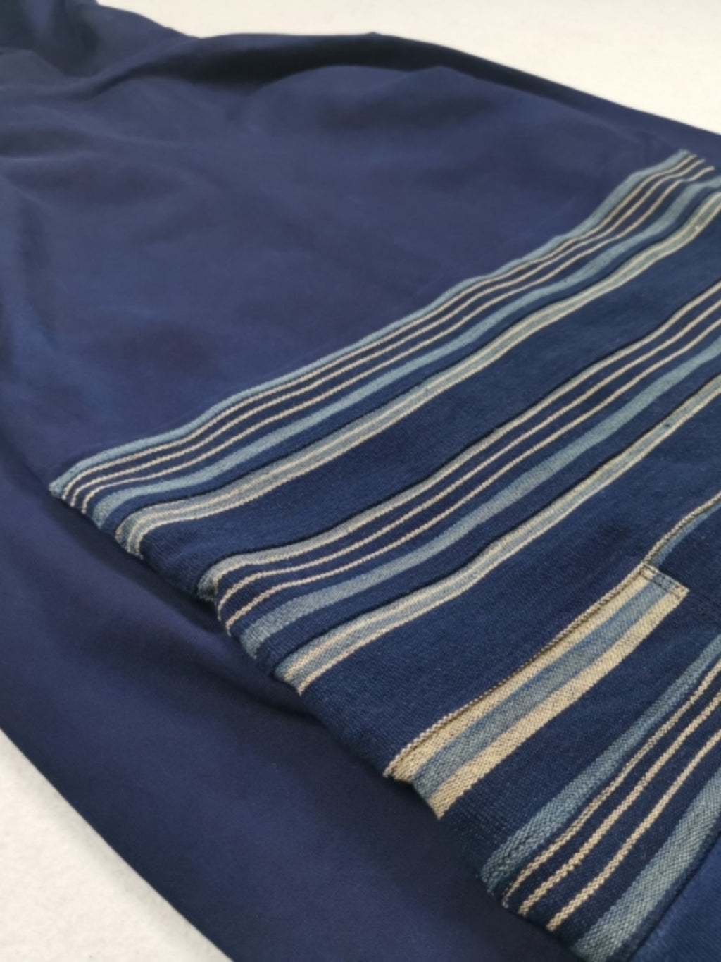 blue-dyed vegetation KOFU ancient cloth national flag splicing long velvet cotton sweater thickening Japanese tide