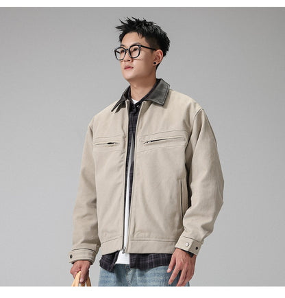 American-style trendy brand lapel Harrington jacket for men, spring workwear Detroit coat – Japanese vintage | yamalin clothes | Yamalinclothes