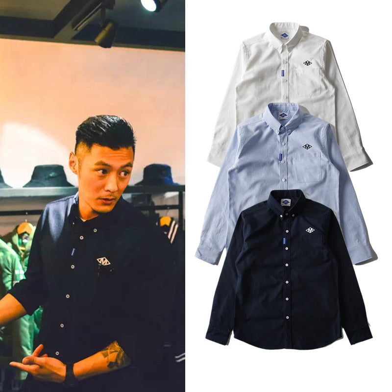 Oxford Cotton Shirt for Men Japanese Style Hong Kong Style Youth Casual Long Sleeve Shirt