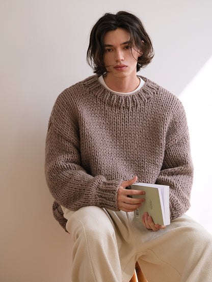 Coke Life Carpem Winter Nordic Iceland Wool Sweater - Handmade Thick-Knit Loose Lazy Top