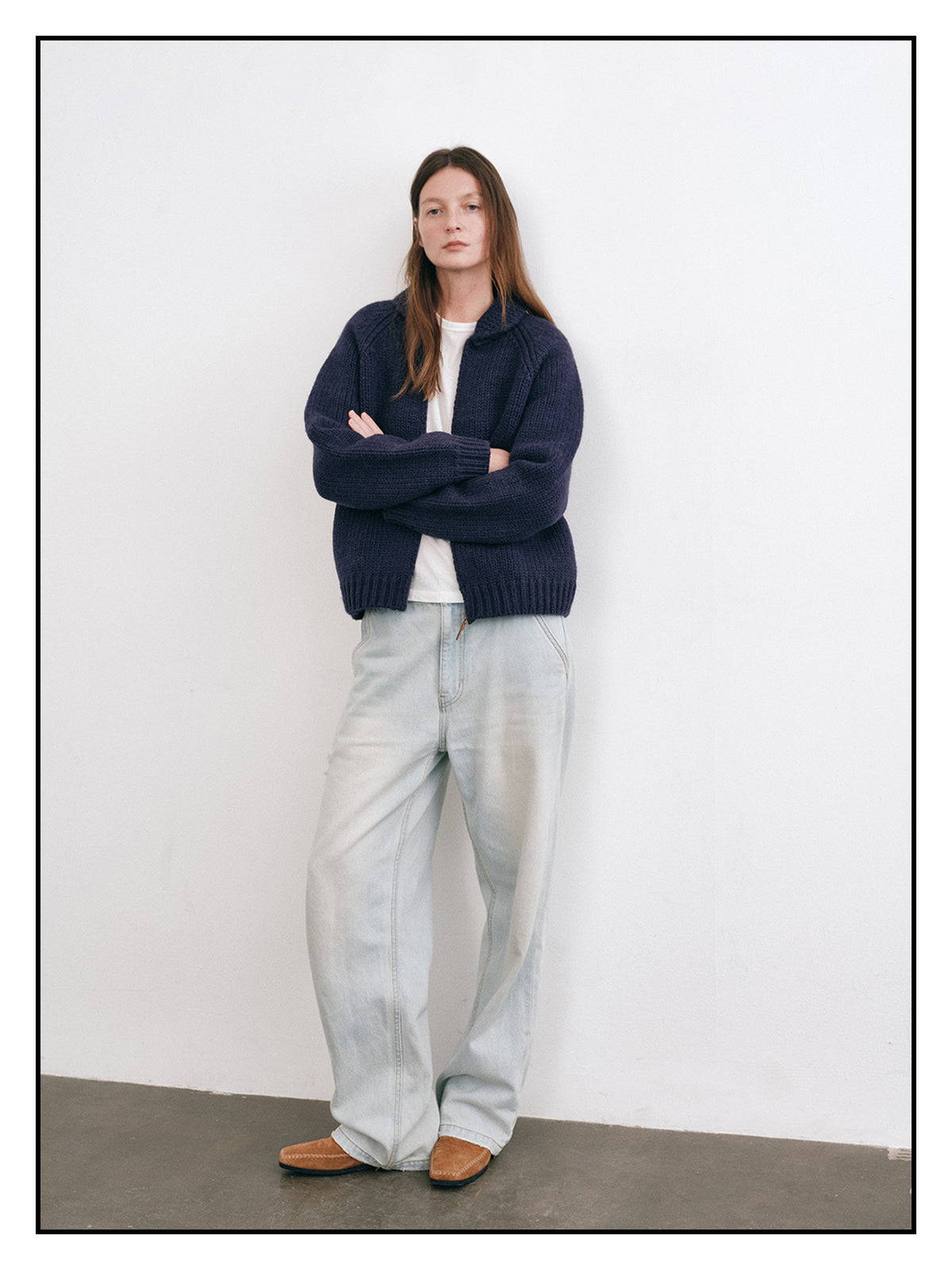 Shyshy Hand-Playing Knitting Needle-Sense Loom Retro Peter Pan Collar Four-Color 100% Wool Thick Stick Sweater Cardigan