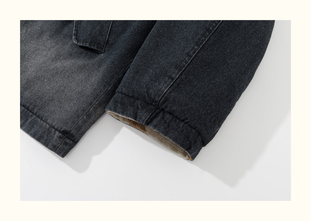 Reversible Ethnic Jacquard “Dao Robe” Denim Cardigan – Oversized Lace-Up Coat for Autumn