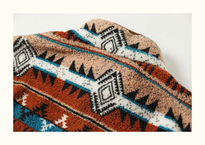 Fair Isle Lamb-Wool Stand-Collar Half-Zip Sweater – Loose Fit Unisex