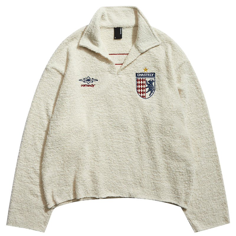 Remedy Inge Sheep” Embroidered Unisex Sweater – American Turn-Down Collar Spring/Autumn Knit