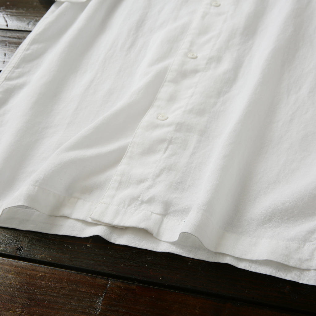 Cool Antibacterial Linen/Lyocell Men's Summer Turn-down Collar Loose Casual Short Sleeve Shirt Top