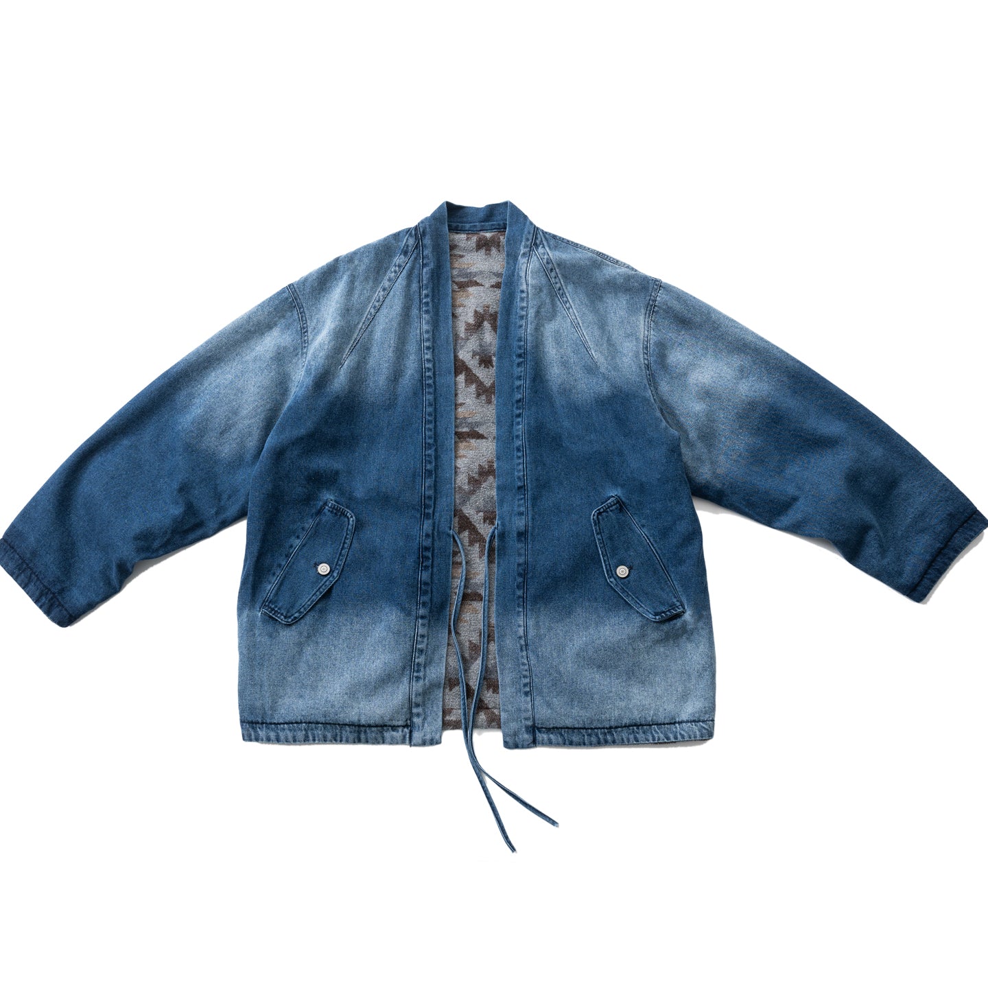 Vintage Ethnic-Style Reversible Denim Jacket – Japanese Retro Unisex Coat
