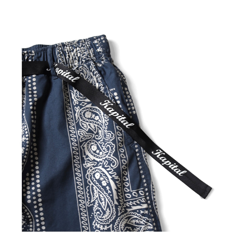 Japanese Style Casual Paisley Print Adjustable Elastic Loose Shorts