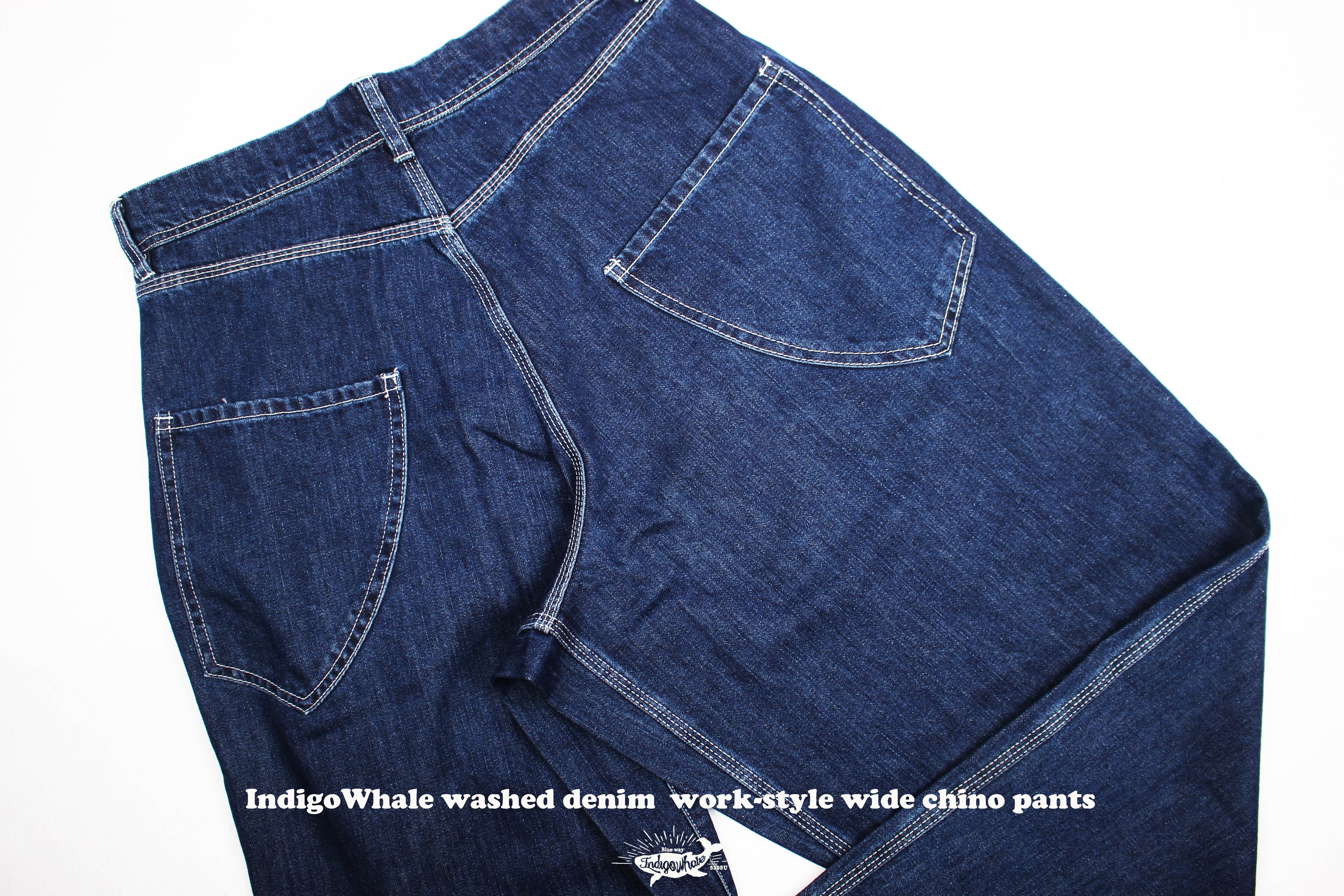IndigoWhale High-Rise Button-Washed Denim Chino Jeans – Loose Straight Chino Style