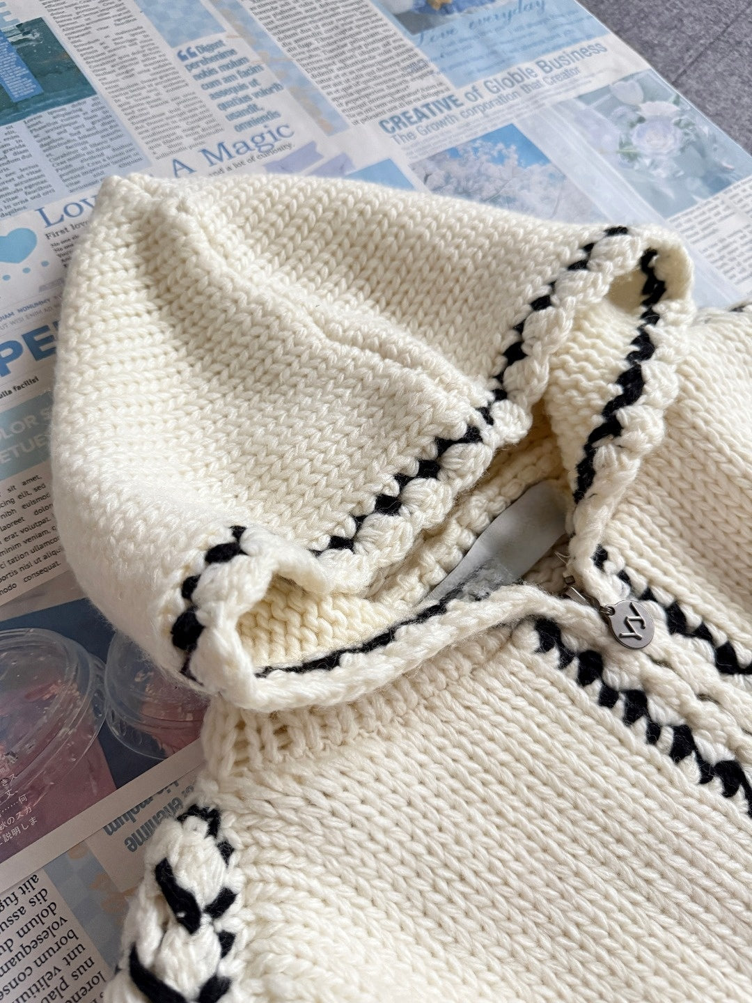 Hand-Knit Thick Yarn Hooded Cardigan – Nanyou YY25 Korean Designer (Women)