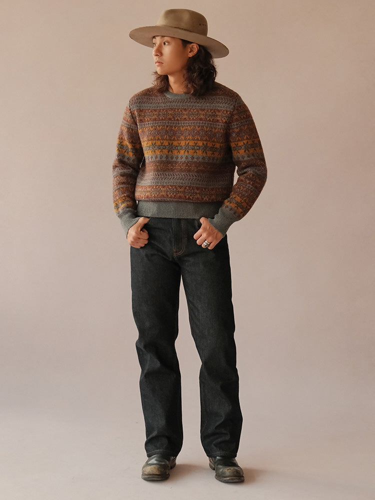 Vintage Fair Isle Wool-Blend Crewneck Sweater – British Heritage Style (Unisex)