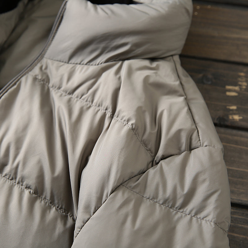 Men's Plus Size Lightweight High-Fluffy Down Jacket - Winter Stand Collar Warm Export Overstock Coat