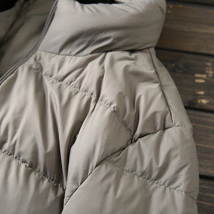 Men's Plus Size Lightweight High-Fluffy Down Jacket - Winter Stand Collar Warm Export Overstock Coat