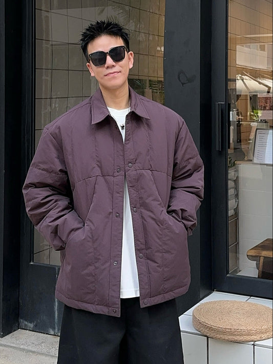 Men's 2025 Japanese Trendy Down Jacket - Solid Color Lapel Lightweight Loose Casual Youth Versatile Coat