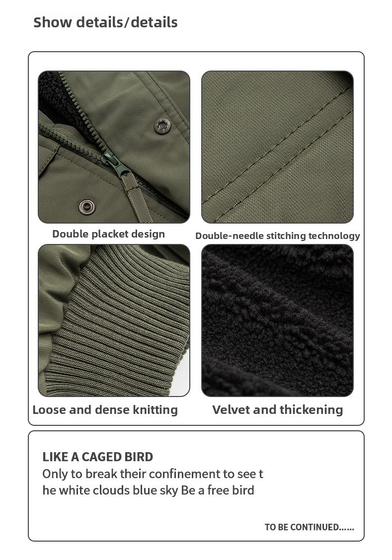 Japanese Style Trendy Brand Lamb Wool Stand Collar Cotton Jacket Men Winter Trendy Brand Couple Loose Thickened Warm Workwear Cotton Coat Jacket