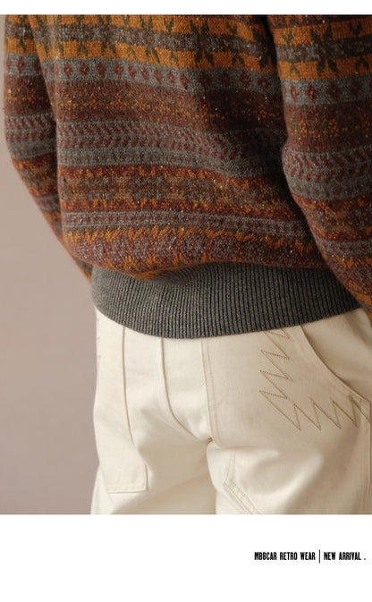 Vintage Fair Isle Wool-Blend Crewneck Sweater – British Heritage Style (Unisex)