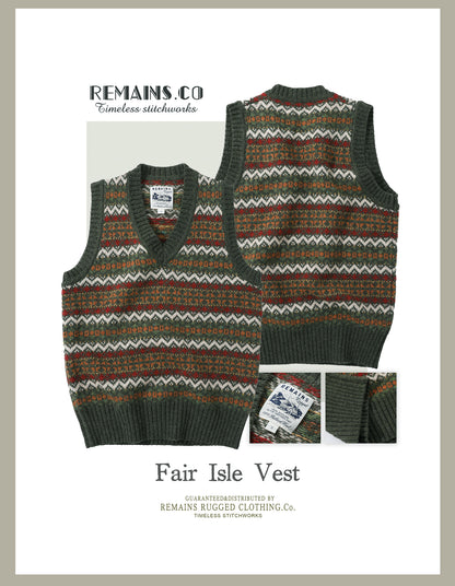 British-Retro Fair Isle Wool Vest – Idle Style Jacquard (Unisex)