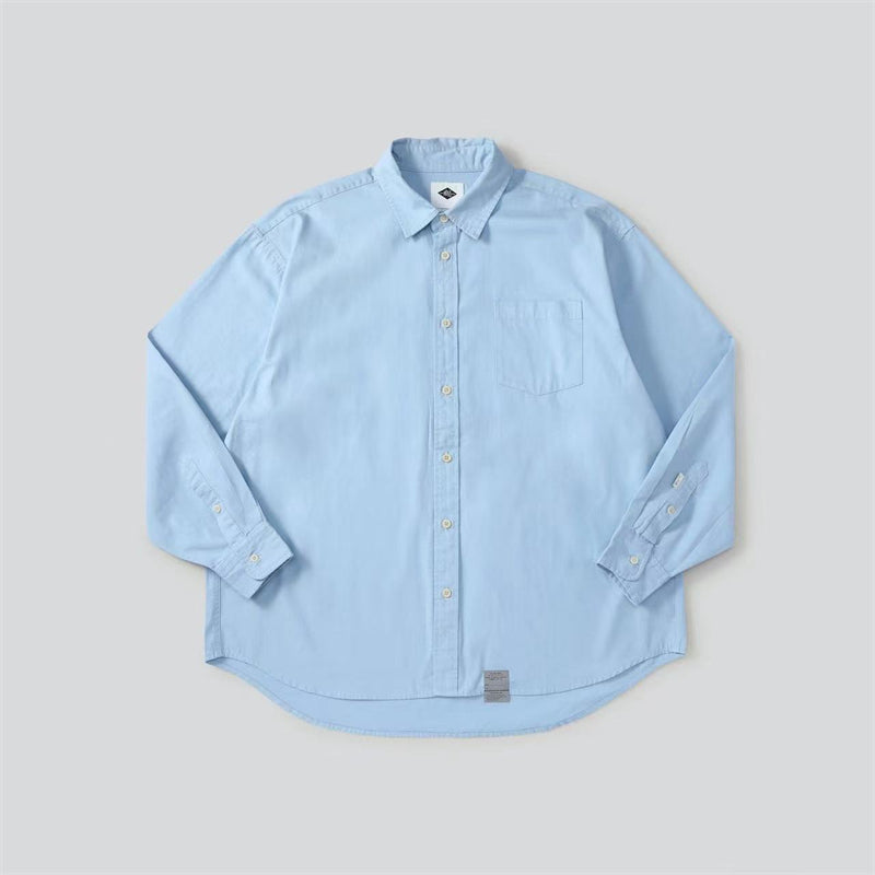 Long Sleeve Shirt Pure Cotton Japanese Style Simple Solid Color Shirt for Men