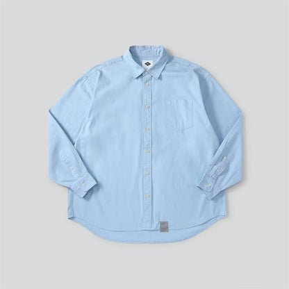 Long Sleeve Shirt Pure Cotton Japanese Style Simple Solid Color Shirt for Men
