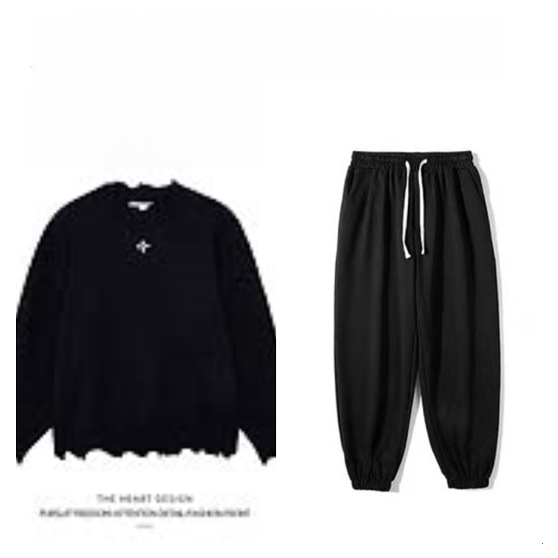 Men's Retro Cross Embroidered Distressed Knit Sweater – High Street American Style Casual Winter Pullover Jacket