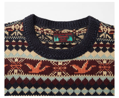 Scandinavian-British Retro Fair Isle Sweater – Loose Wool/Cashmere Blend (Unisex)