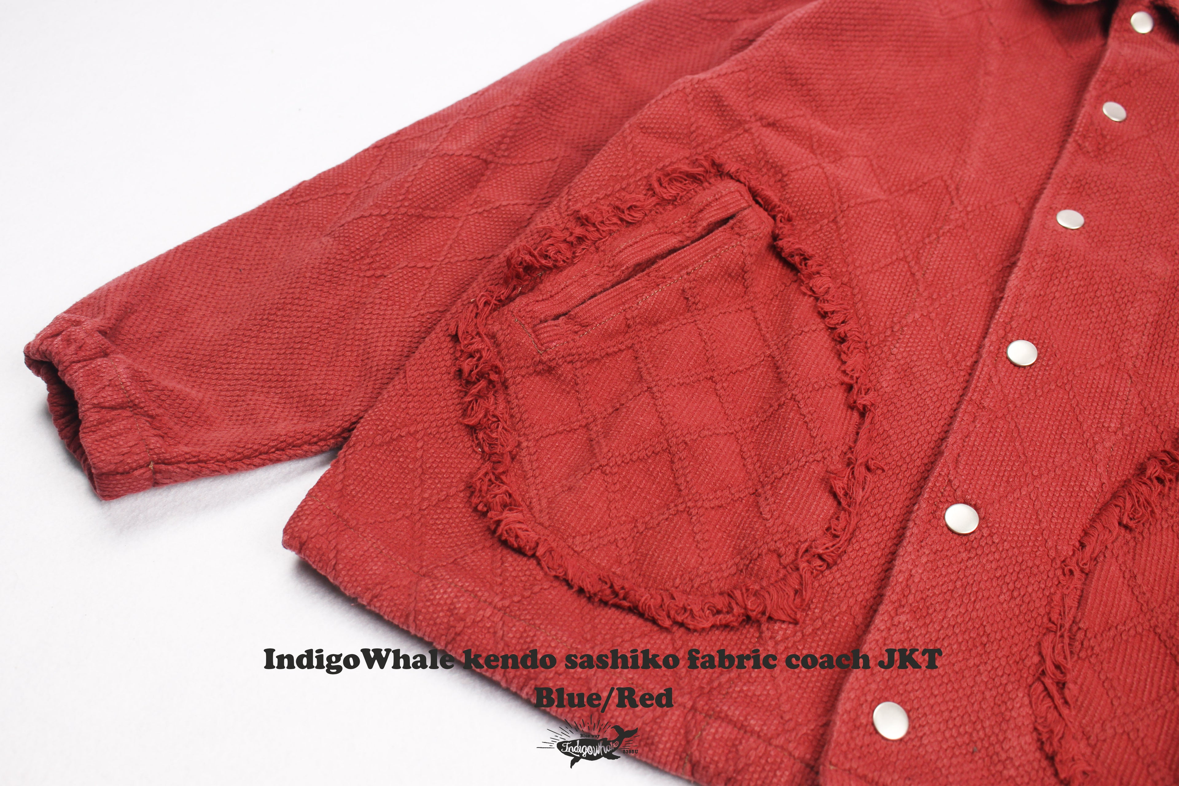 Custom Woven Kendo Sashiko Fabric Patchwork Frayed Pocket Washed Heavy Loose Coach Jacket