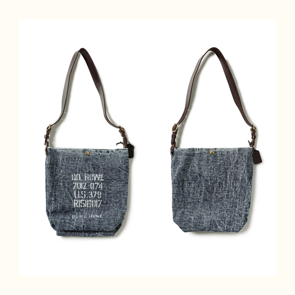 Pure Copper Hardware Imported Vegetable-Tanned Leather Hobo Bag with Denim Large Capacity Casual Bucket Bag Crossbody Bag