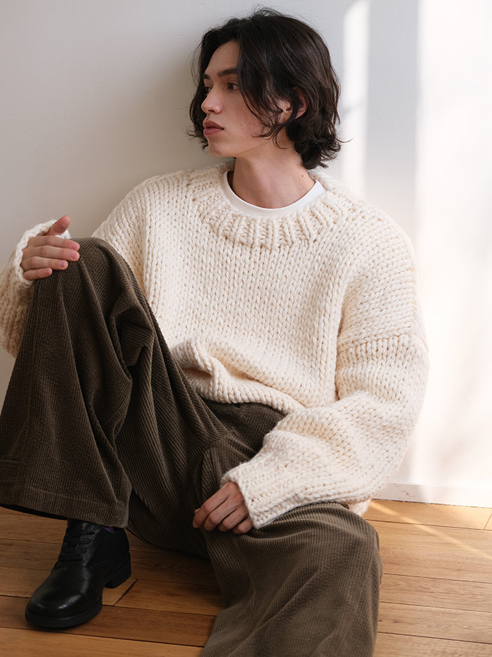 Coke Life Carpem Winter Nordic Iceland Wool Sweater - Handmade Thick-Knit Loose Lazy Top