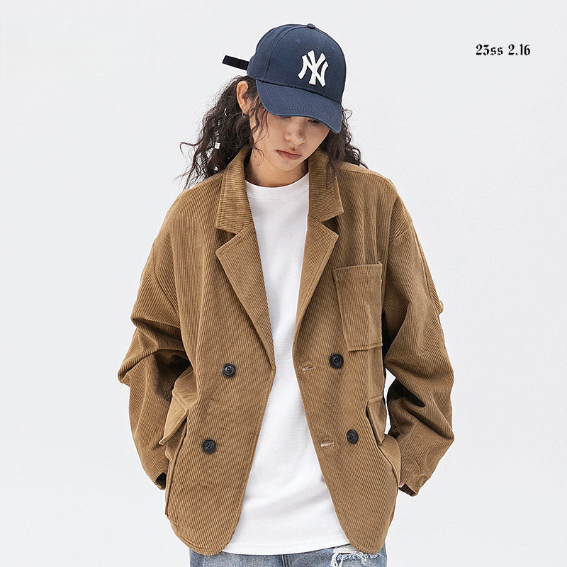 Hold Color American City Boy Corduroy Suit - Multi-Pocket Blazer (Unisex)