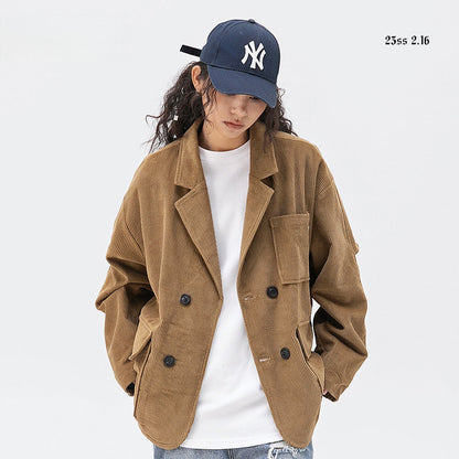 Hold Color American City Boy Corduroy Suit - Multi-Pocket Blazer (Unisex)