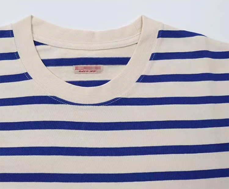 Japanese men's and women's striped four-eye smiley face print casual long-sleeved base shirt T-shirt