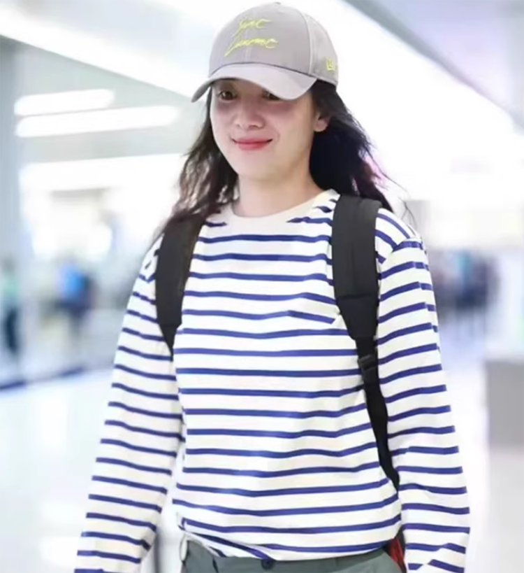 Japanese men's and women's striped four-eye smiley face print casual long-sleeved base shirt T-shirt