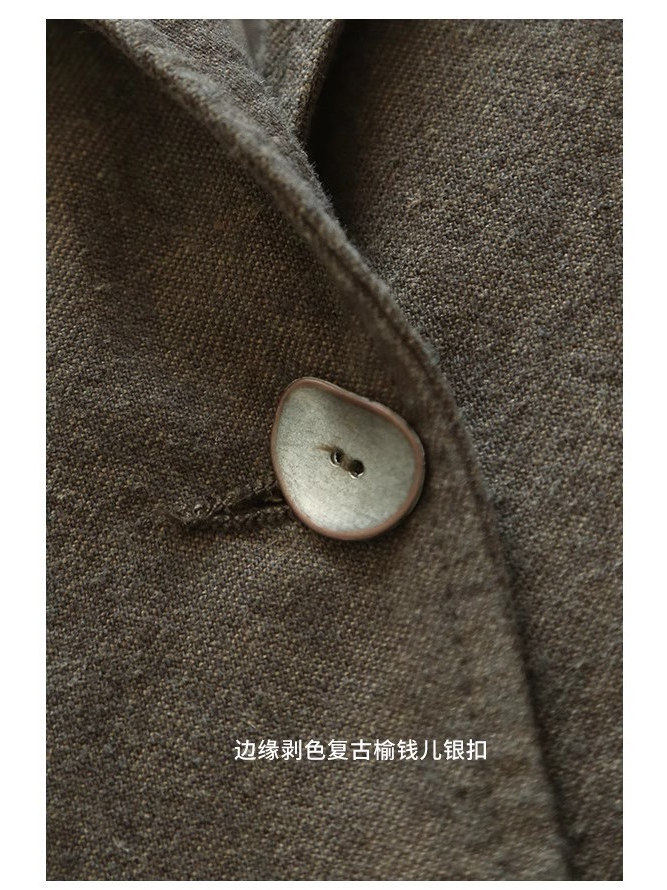 Traditional Loom Linen Blazer - Three-Dimensional Cut Casual Jacket (Women)