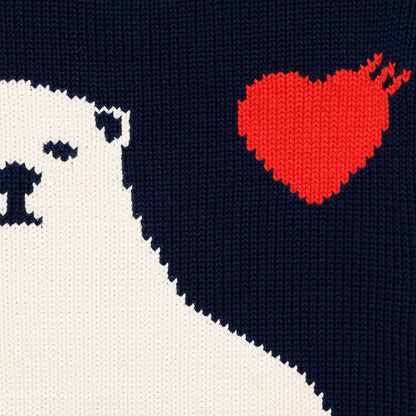 Polar-Bear Heart Jacquard Sweater – Japanese Retro Unisex Knit