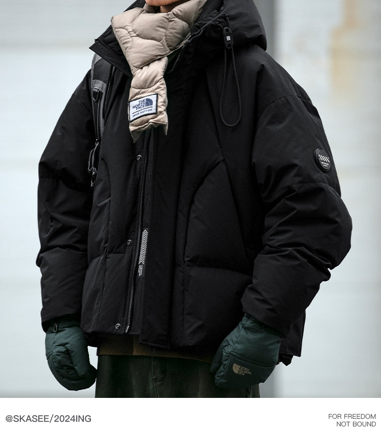 Cleanfit Deconstructed Patchwork Design Down Jacket for Men Winter Couples Outdoor Windproof Workwear 90 White Duck Down Coat