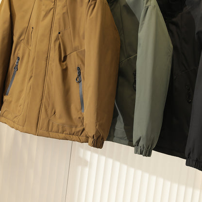 Men's Plus Size Euro-American Style Winter Jacket - Windproof Waterproof Hooded Thickened Cotton Coat