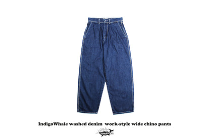 IndigoWhale High-Rise Button-Washed Denim Chino Jeans – Loose Straight Chino Style
