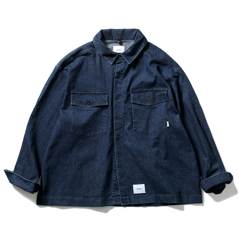 Japanese Style Retro Casual Loose Denim Shirt Unisex Solid Color Jacket