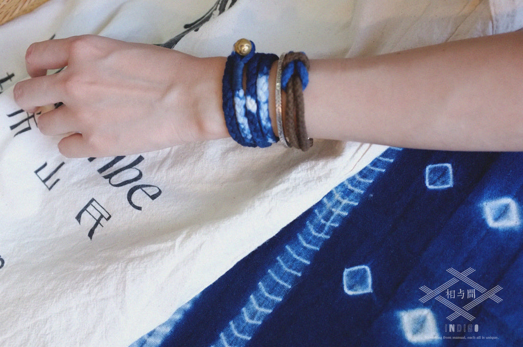 Original Blue Dyed Bracelet Chinese Retro INDIGO Tie-Dye Bracelet Multi-Turn Three-Strand Braided Couple Bracelet