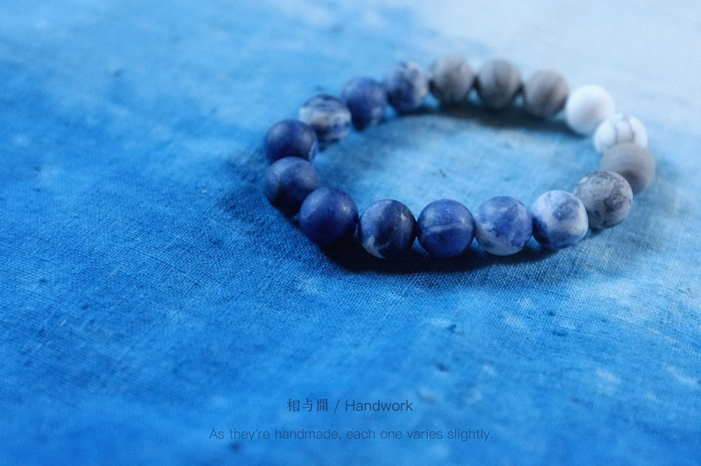 Original Planet Blue Vein Stone Bracelet Gradient Matte Stone Couple Artistic Mountain Sea Natural Bracelet