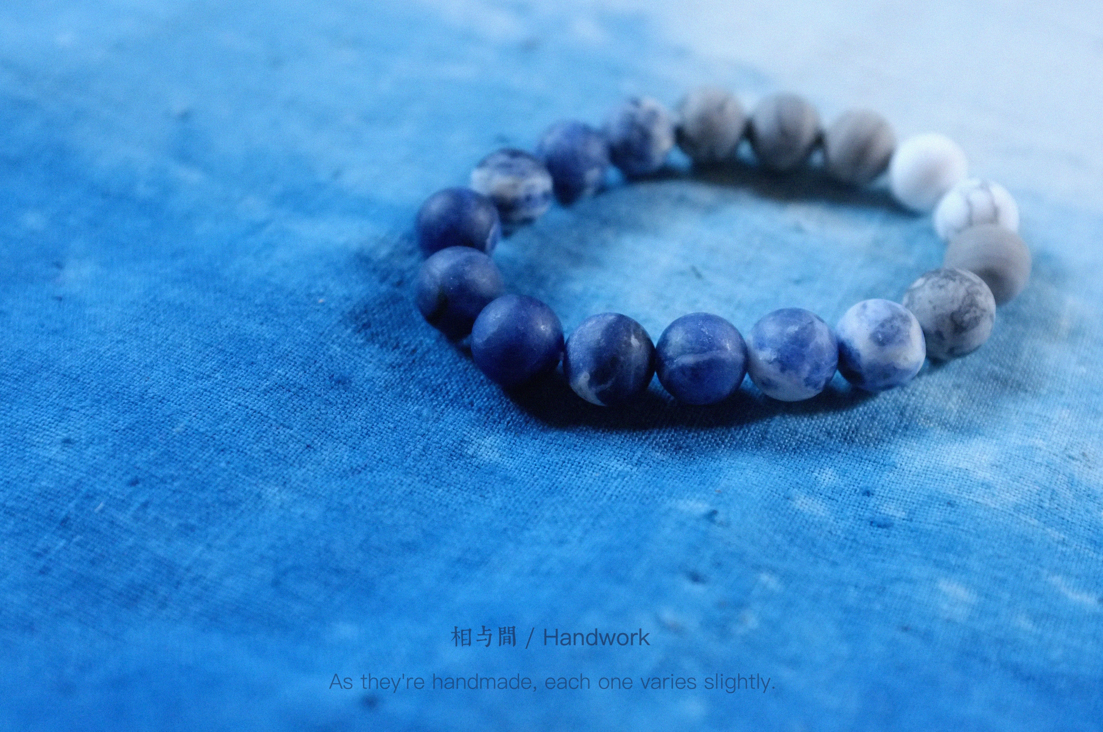 Original Planet Blue Vein Stone Bracelet Gradient Matte Stone Couple Artistic Mountain Sea Natural Bracelet