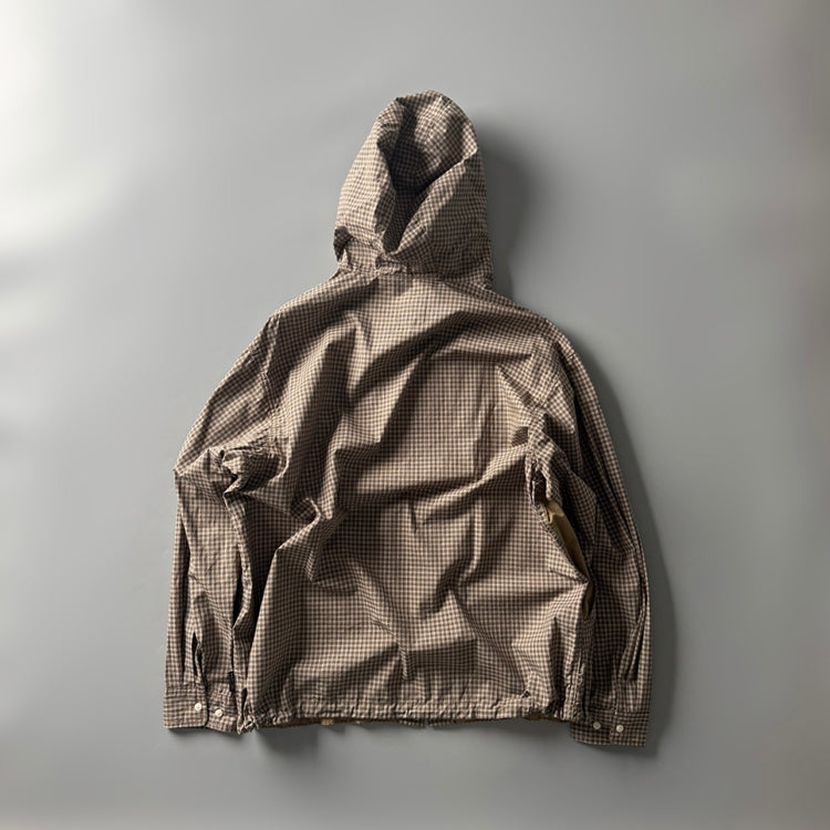 Mountain Style Camping Outdoor Jacket Spring Summer New Hooded Plaid Loose Casual Yarn-Dyed Men's Coat Top