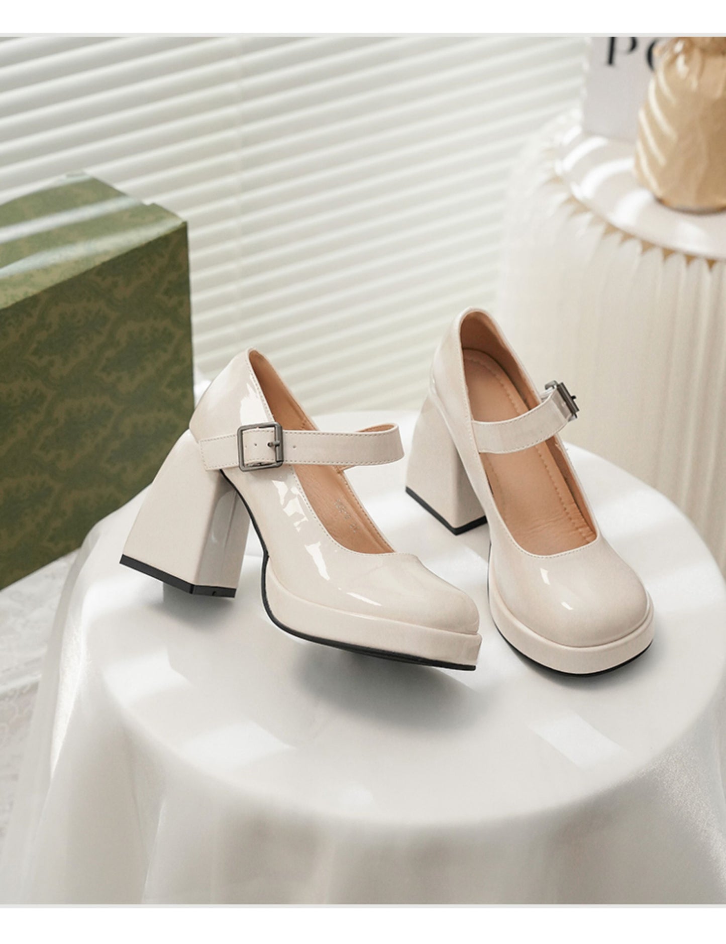 Women's French Style Mary Jane Wedding Shoes - Waterproof Platform Chunky Heel Elegant Bridesmaid Shoes