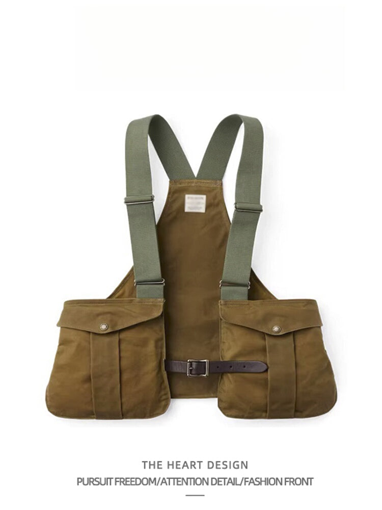 Trendy American Retro Workwear Camping Pocket Vest for Men Loose Retro Functional Outerwear Sleeveless Jacket for Men