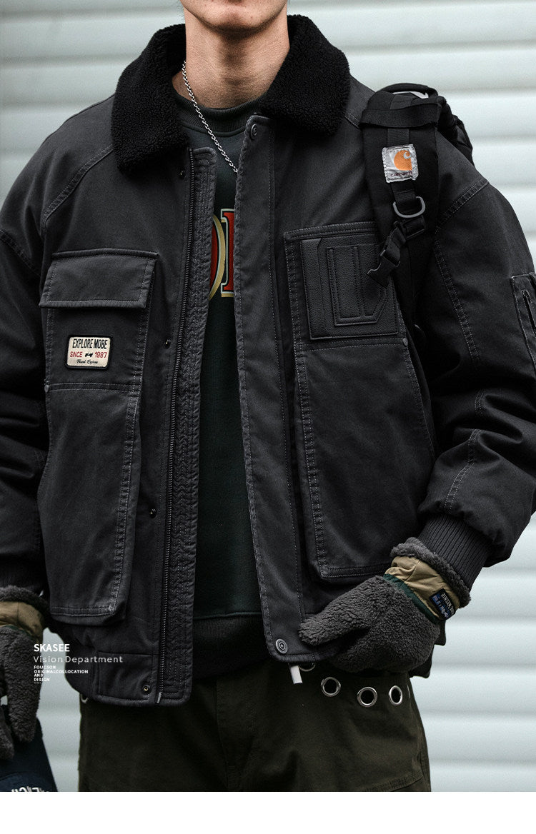 American Retro MA-1 Flight Jacket - Lambswool Collar 90% Down Bomber Coat